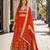 orange georgette readymade anarkali suit with embroidery & sequence work