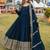 teal georgette readymade anarkali suit with embroidery & sequence work
