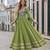 p green cotton free size stitched anarkali suit with thread embroidery work