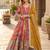 peach silk blend   readymade anarkali suit with zari & sequence work