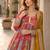 peach silk blend   readymade anarkali suit with zari & sequence work