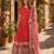 red georgette readymade anarkali suit with zari & sequence work