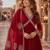 maroon georgette readymade anarkali suit with zari & sequence work