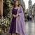 purple georgette readymade anarkali suit with zari & sequence work