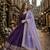 purple georgette readymade anarkali suit with zari & sequence work