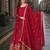 red chinon readymade anarkali suit with zari & sequence work