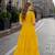 yellow georgette readymade gown with embroidery & beads work