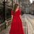 red georgette readymade gown with embroidery & beads work