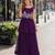 violet georgette readymade gown with embroidery & beads work