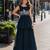 navy georgette readymade gown with embroidery & beads work