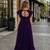 purple georgette readymade gown with embroidery & beads work
