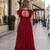 red georgette readymade gown with embroidery & beads work