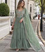 pista georgette readymade anarkali suit with embroidery & beads work