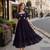 black silk blend   readymade gown with embroidery & beads work