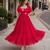red silk blend   readymade gown with embroidery & beads work