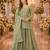 green silk blend   readymade suit with embroidery & zari work