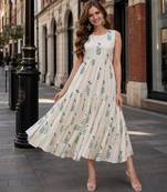 white cotton readymade kurti with floral printed work
