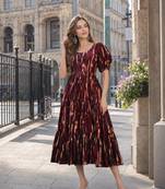 brown cotton readymade kurti with floral printed work