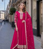 rani georgette readymade anarkali suit with embroidery & sequence work