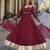 maroon silk blend  readymade anarkali suit with mirror work