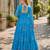 blue georgette free size stitched navratri anarkali with bandhani & kutchi patchework
