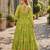 olive georgette free size stitched navratri anarkali with bandhani & kutchi patchework