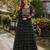 black georgette free size stitched navratri anarkali with bandhani & kutchi patchework