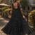 black georgette free size stitched navratri anarkali with bandhani & kutchi patchework