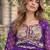 violet georgette free size stitched navratri anarkali with bandhani & kutchi patchework