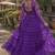 violet georgette free size stitched navratri anarkali with bandhani & kutchi patchework