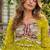 olive georgette free size stitched navratri anarkali with bandhani & kutchi patchework