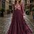 maroon georgette free size stitched navratri anarkali with bandhani & kutchi patchework