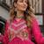 rani georgette free size stitched navratri anarkali with bandhani & kutchi patchework