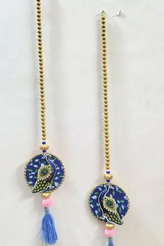 handmade decorative traditional hanging  multicolour pom pom toran for home decor (pack of 2)