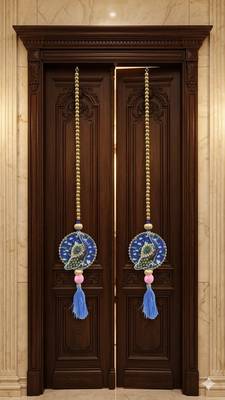 handmade decorative traditional hanging  multicolour pom pom toran for home decor (pack of 2) 3