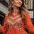 orange georgette free size stitched navratri anarkali with bandhani & kutchi patchework