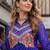 blue georgette free size stitched navratri anarkali with bandhani & kutchi patchework