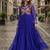 blue georgette free size stitched navratri anarkali with bandhani & kutchi patchework