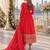 red vichitra readymade anarkali suit with embroidery & sequence work