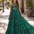 green georgette free size stitched anarkali suit with laheriya & kutchi work