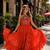 orange georgette free size stitched anarkali suit with laheriya & kutchi work