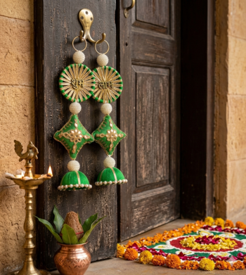 handmade shubh labh door hanging decorative festive wall hanging for home decoration (pack of 2) 1