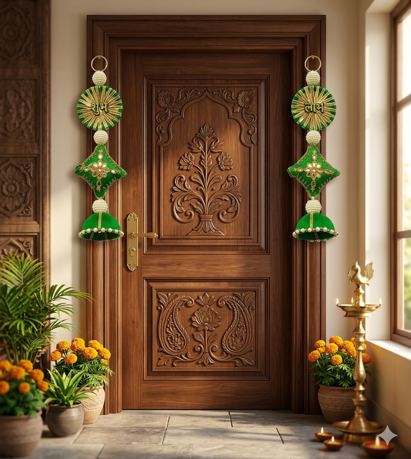 handmade shubh labh door hanging decorative festive wall hanging for home decoration (pack of 2)