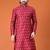 Mens cotton silk woven design with fancy button kurta maroon