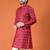Mens cotton silk woven design with fancy button kurta maroon