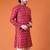 Mens cotton silk woven design with fancy button kurta maroon