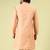 Mens cotton silk woven design with fancy button kurta peacock blue