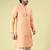 Mens cotton silk woven design with fancy button kurta peacock blue