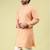 Mens cotton silk woven design with fancy button kurta peacock blue