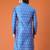 Mens cotton silk woven design with fancy button kurta turquoise